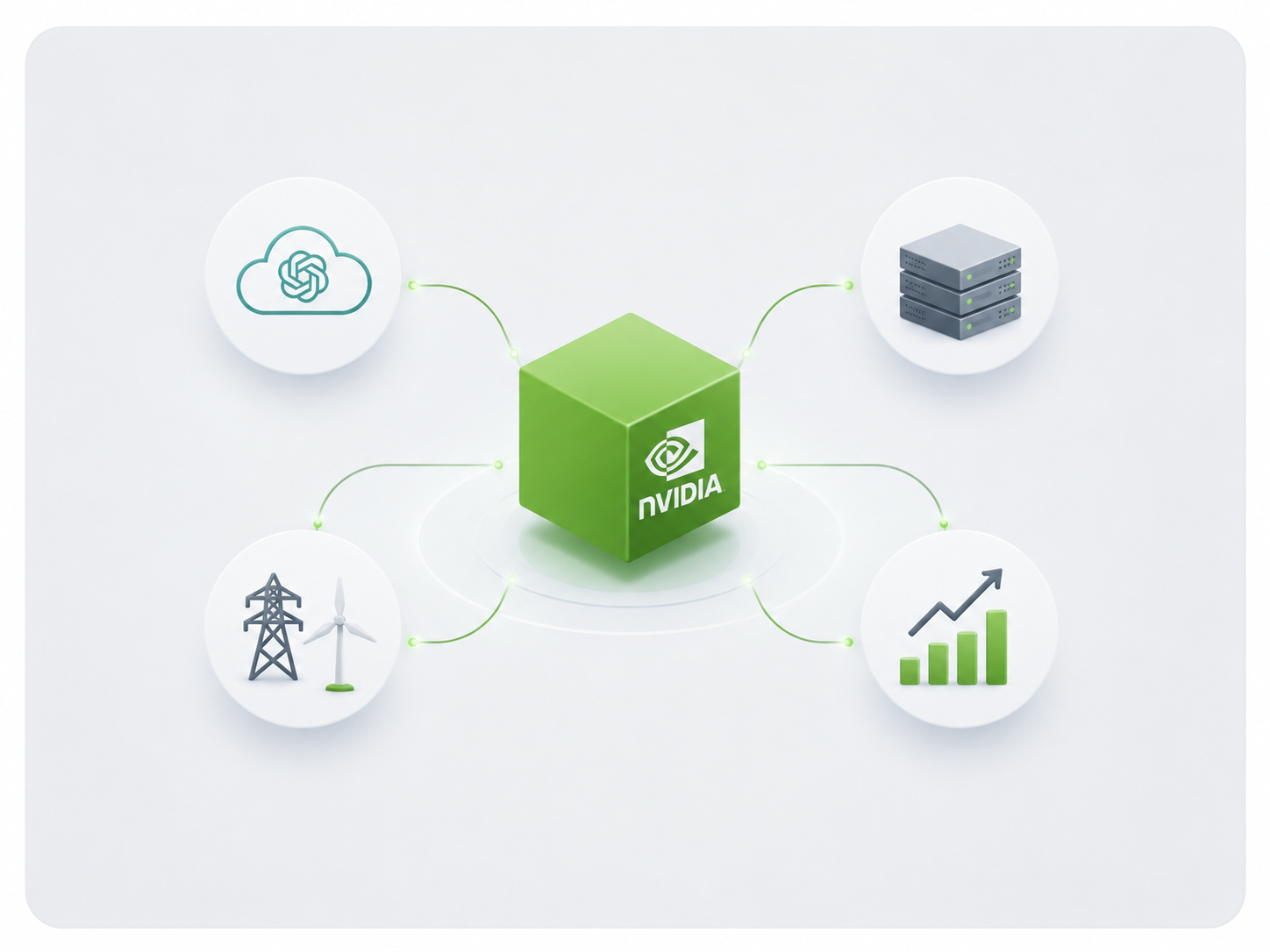 Abstract graphic of connected infrastructure nodes representing NVIDIA financing its AI customers