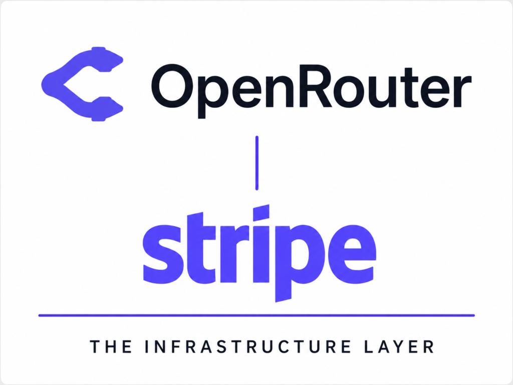 OpenRouter and Stripe logos illustrating Stripe's acquisition of the AI model routing platform OpenRouter